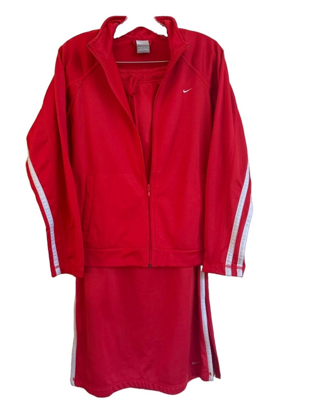 VTG Authentic Y2K Fit Nike Red Track Jacket & Side Zip Skirt Set Size M/S 🍒